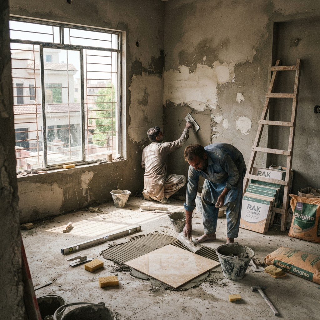 Finishing Project — Interior finishing stage by IDEAL BUILDERS in Lahore